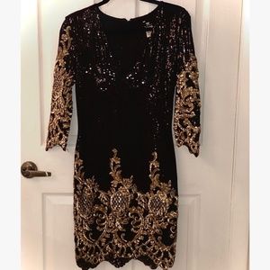 Cocktail/Formal Sequin Black and Gold Dress